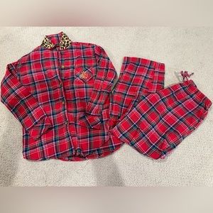 Lauren Ralph Lauren flannel pajamas women’s small red pink green plaid